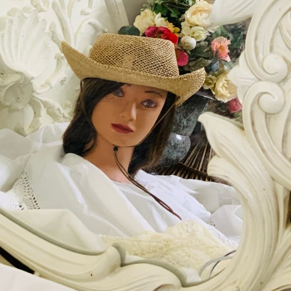 Beach ready Straw Cowboy Hat with Leather Strap main image 6